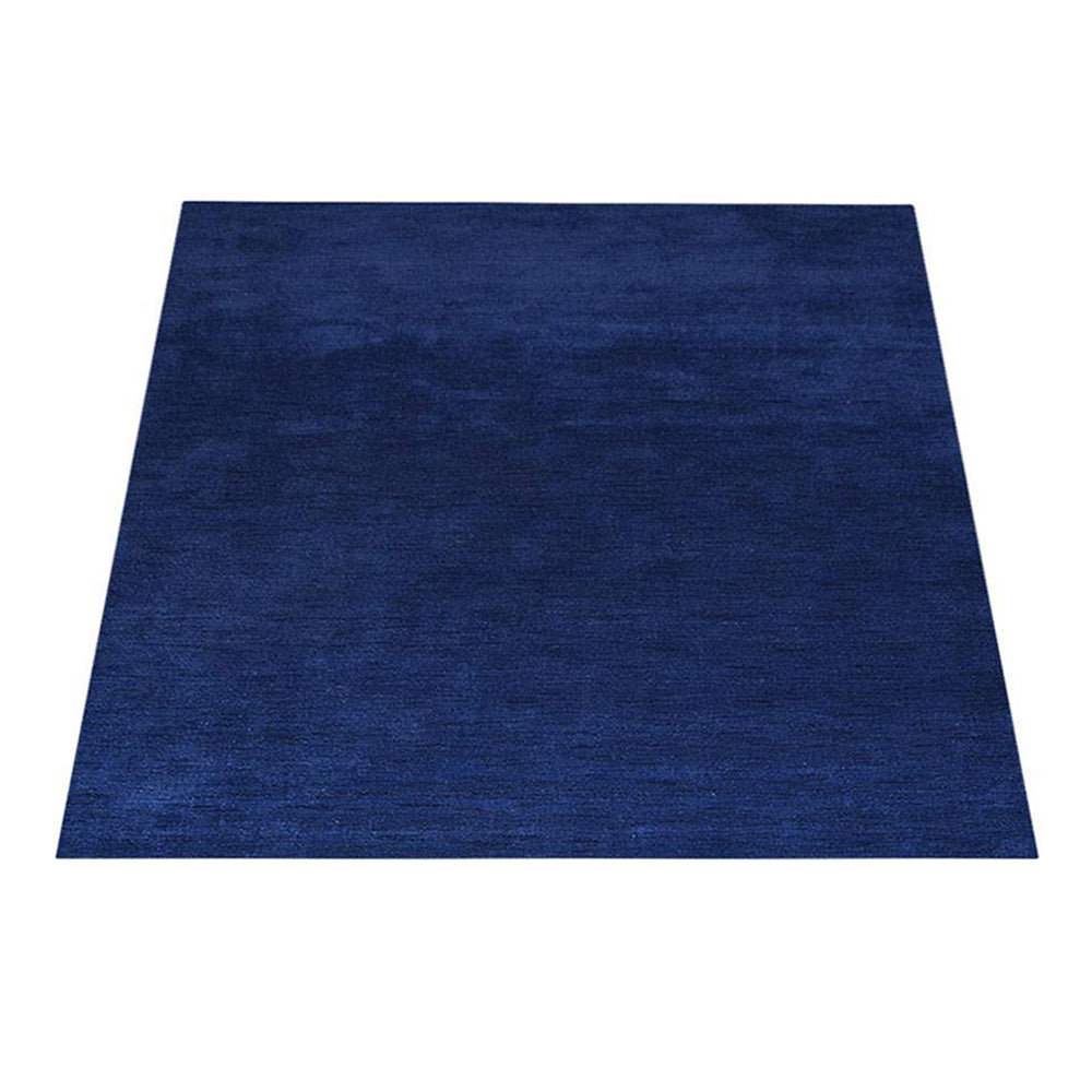 Hand Knotted Loom Wool Rectangle Area Rug Solid Aqua