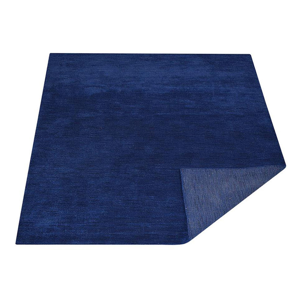 Hand Knotted Loom Wool Rectangle Area Rug Solid Aqua