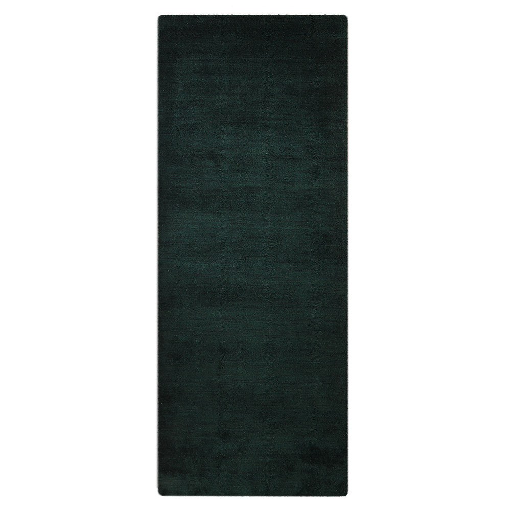 hand-knotted-loom-silk-runner-area-rug-solid-dark-green-side 1