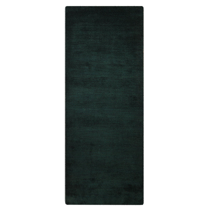 hand-knotted-loom-silk-runner-area-rug-solid-dark-green-side 1