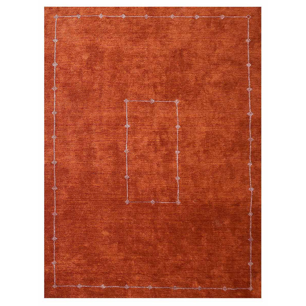 hand-knotted-loom-silk-area-rug-geometric-orange-side 1