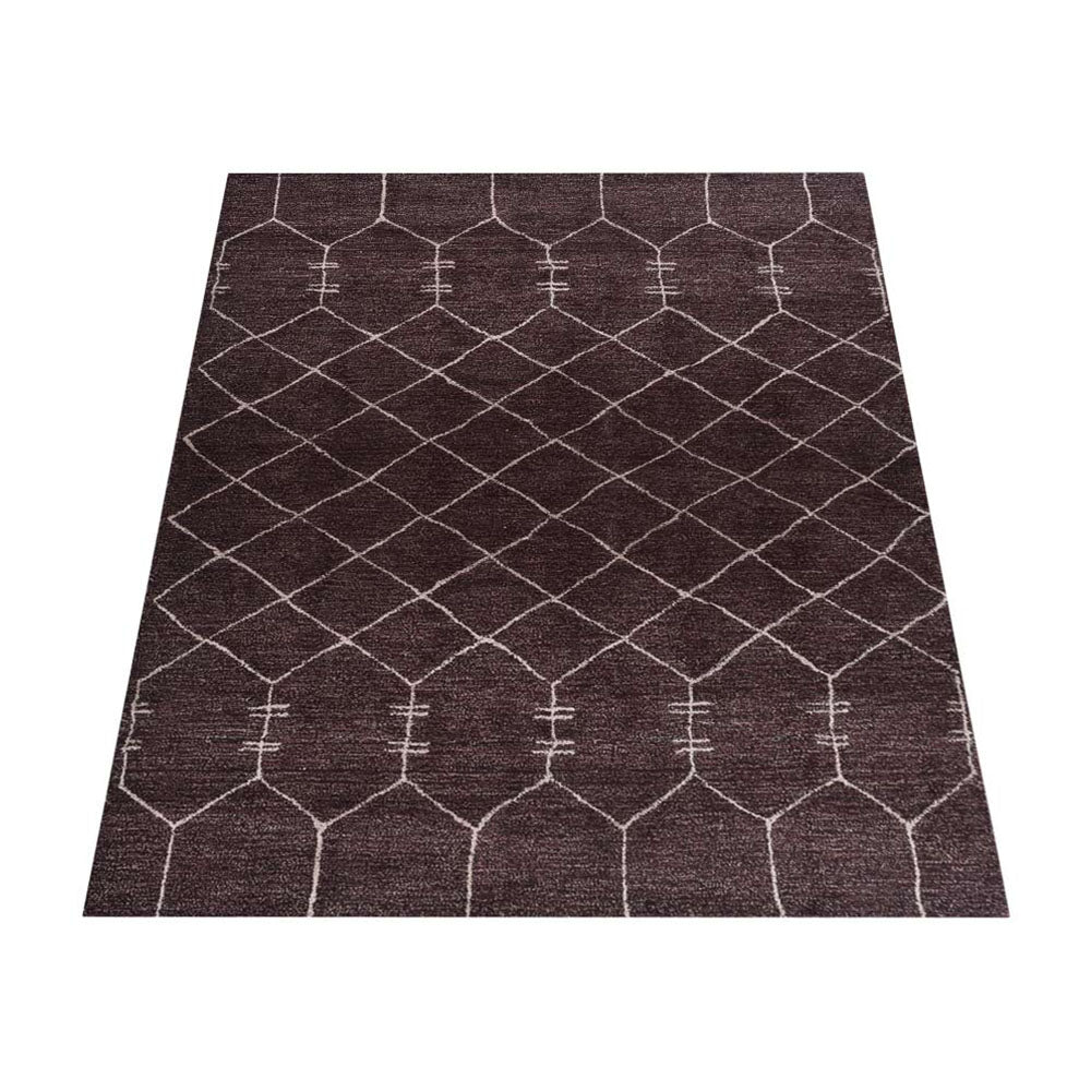 hand-knotted-brown-beige-silk-area-geometric-rug-side 2