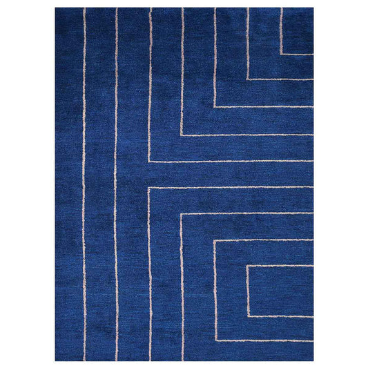 hand-knotted-loom-silk-area-rug-geometric-blue-beige-side 1