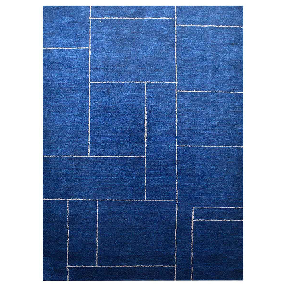 hand-knotted-loom-silk-area-rug-geometric-dark-blue-beige-side 1