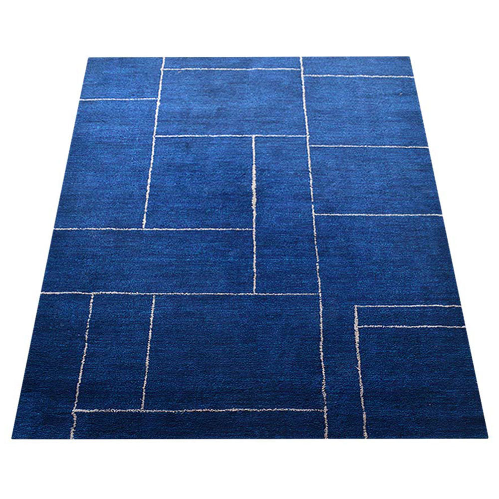 hand-knotted-loom-silk-area-rug-geometric-dark-blue-beige-side 2