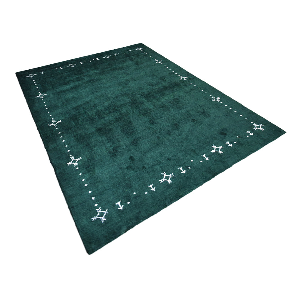 hand-knotted-loom-silk-mix-contemporary-dark-green-rug-side 2