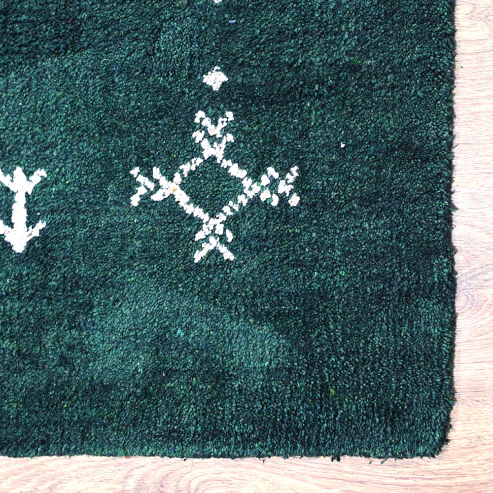 hand-knotted-loom-silk-mix-contemporary-dark-green-rug-closeup 2