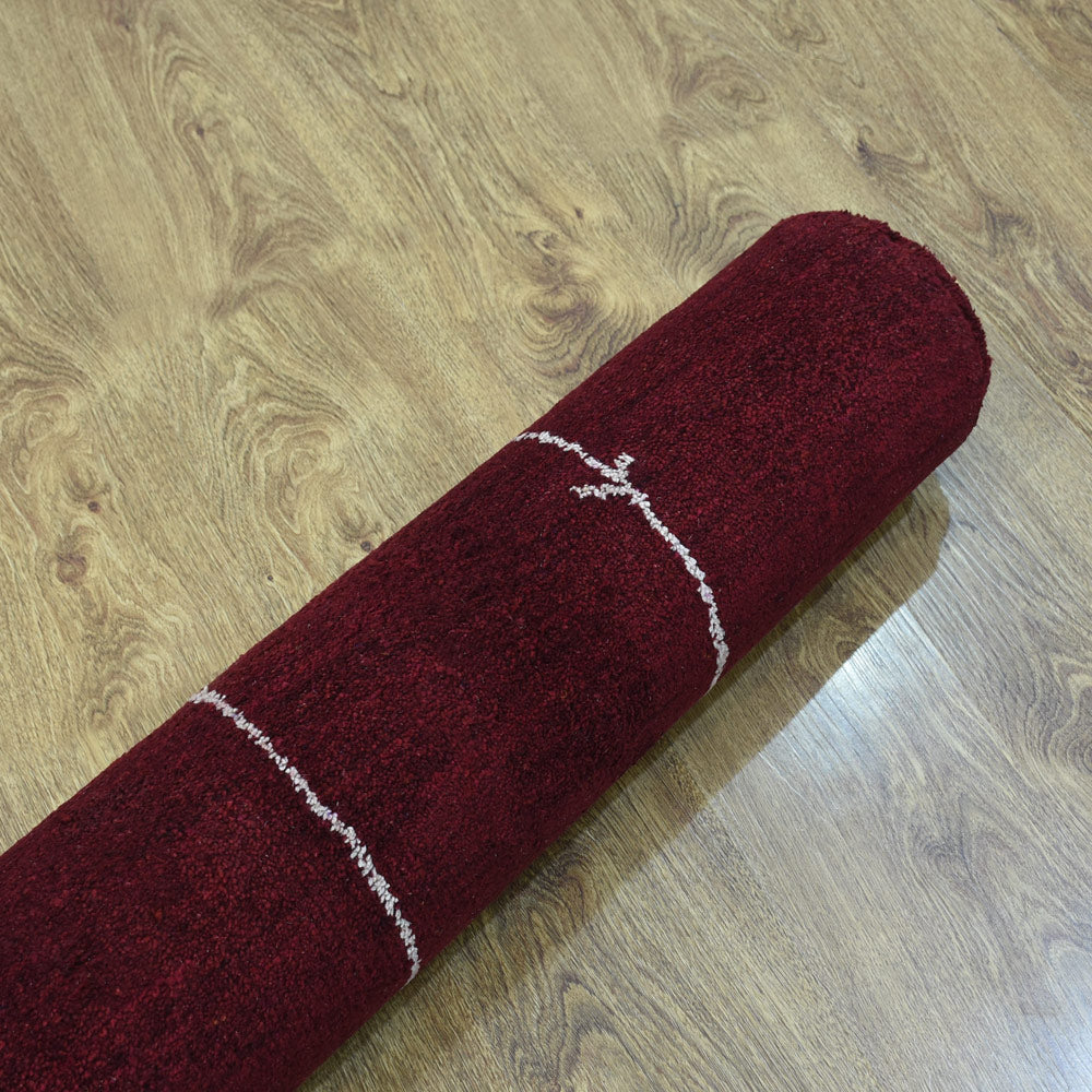 hand-knotted-loom-silk-mix-area-rug-contemporary-red-closeup 6