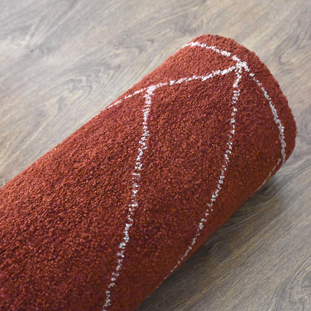 hand-knotted-loom-silk-mix-geometric-light-red-beige-rug-closeup 6