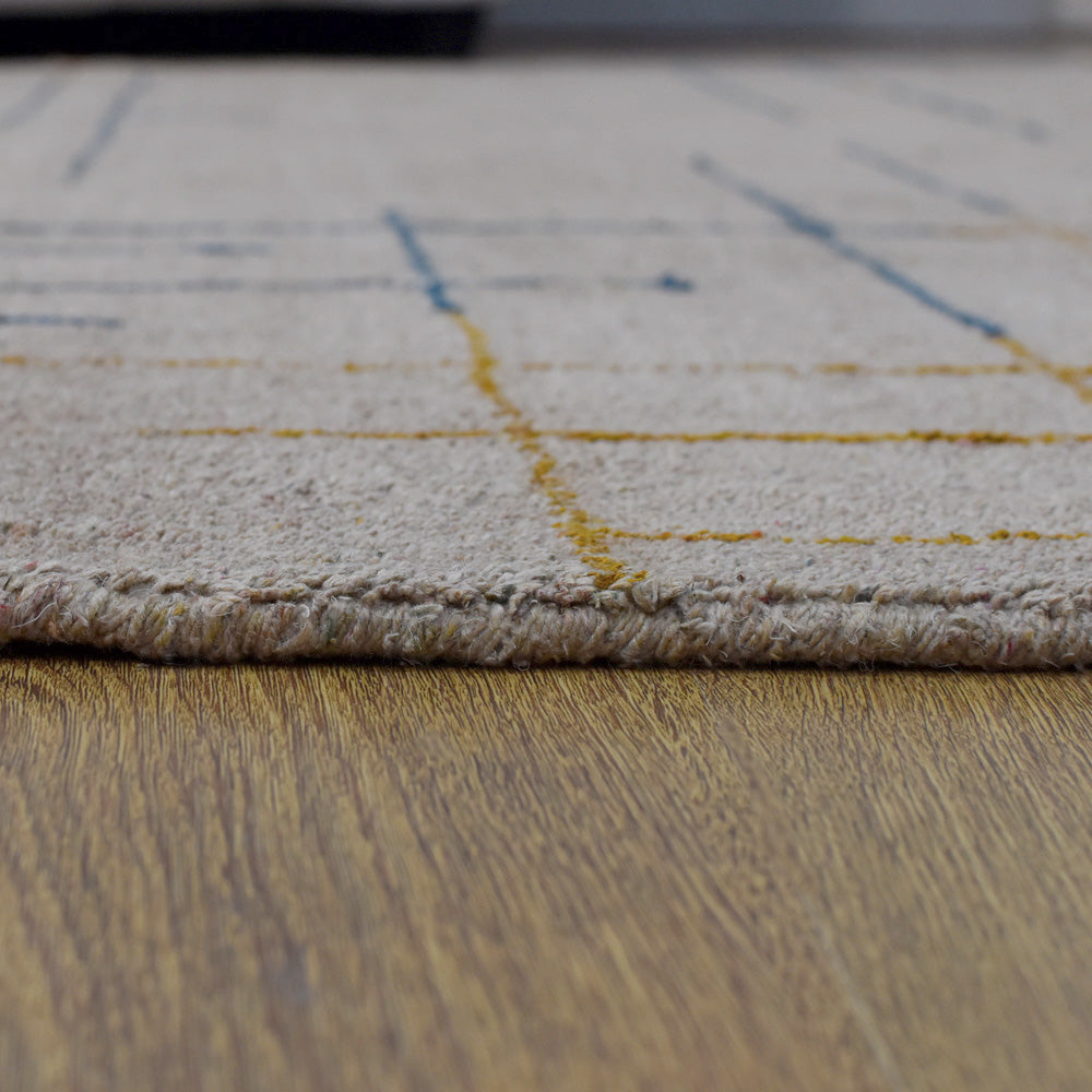 Hand-Knotted-Contemporary-Handmade-beige-gold-rug-closeup 4