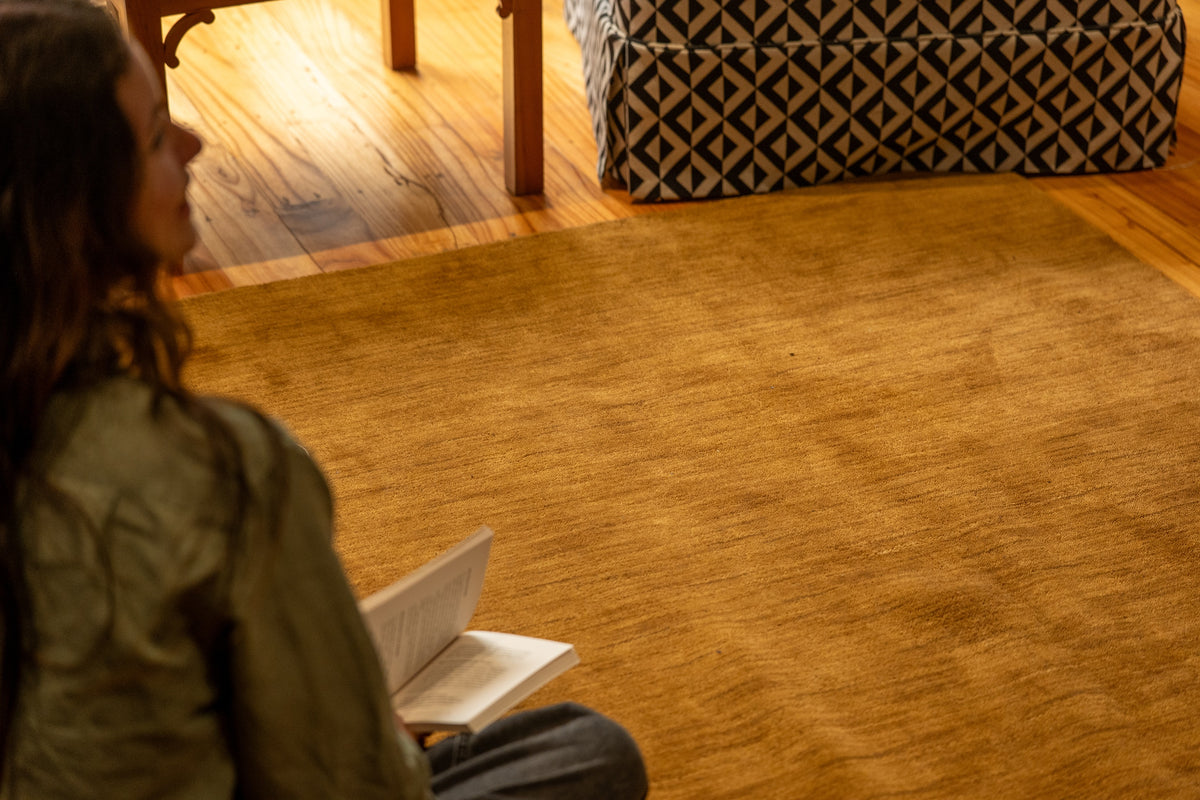 Hand Knotted Wool Camel Solid Area Rug