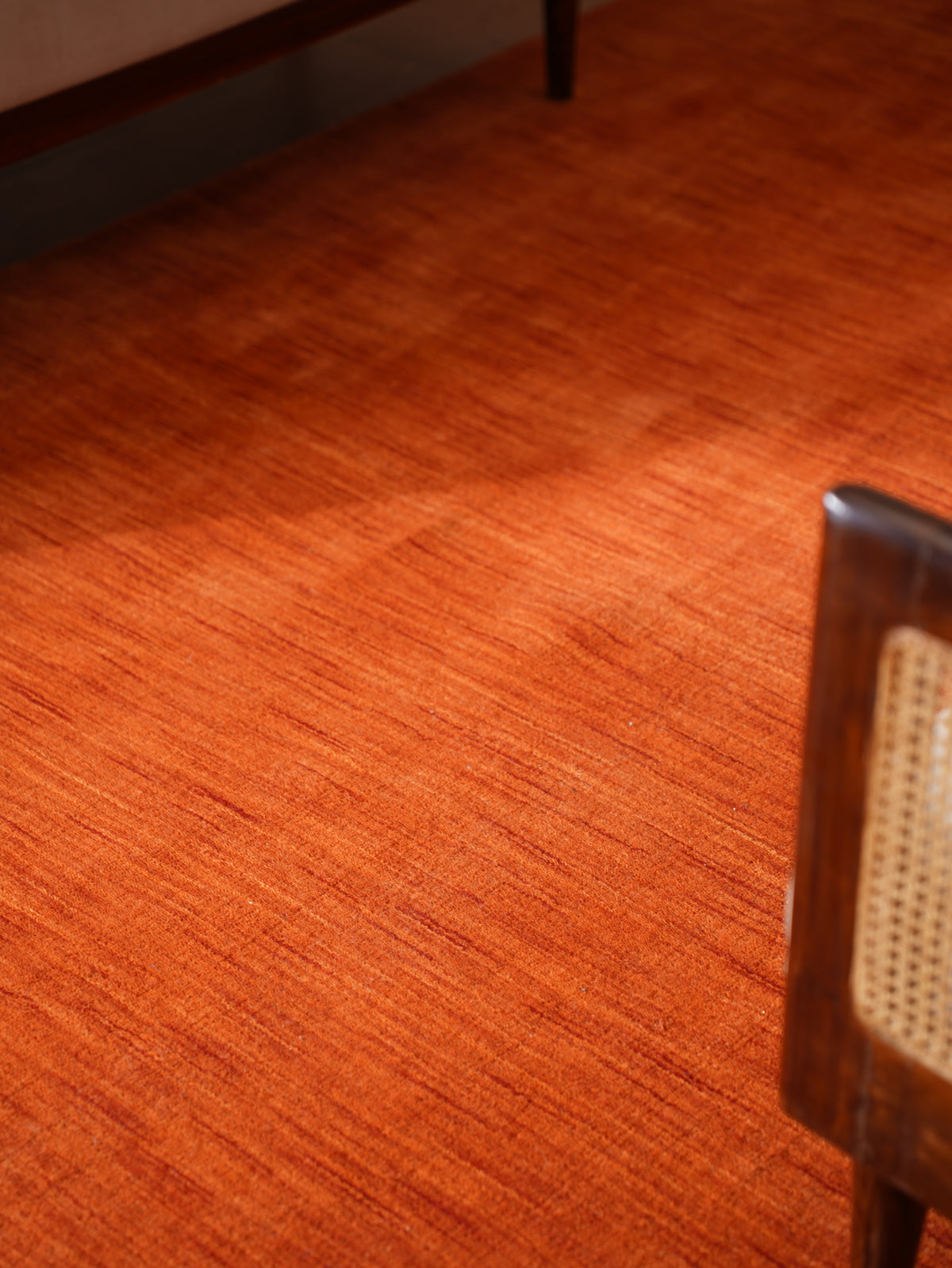 Hand Knotted Wool Orange Solid Area Rug