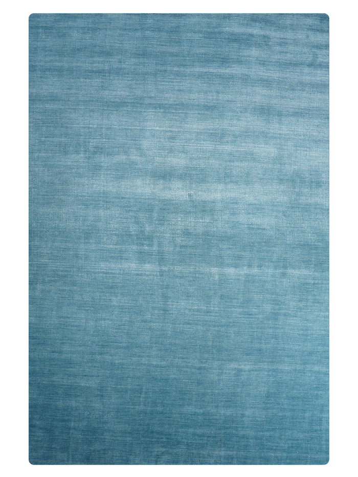 Hand Knotted Wool Light Blue Solid Area Rug — rug only
