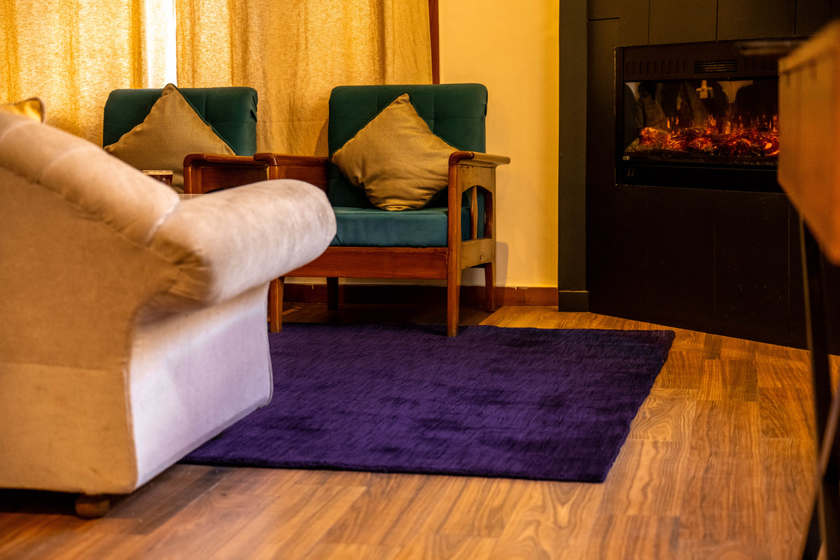 Hand Knotted Wool Dark Purple Solid Area Rug