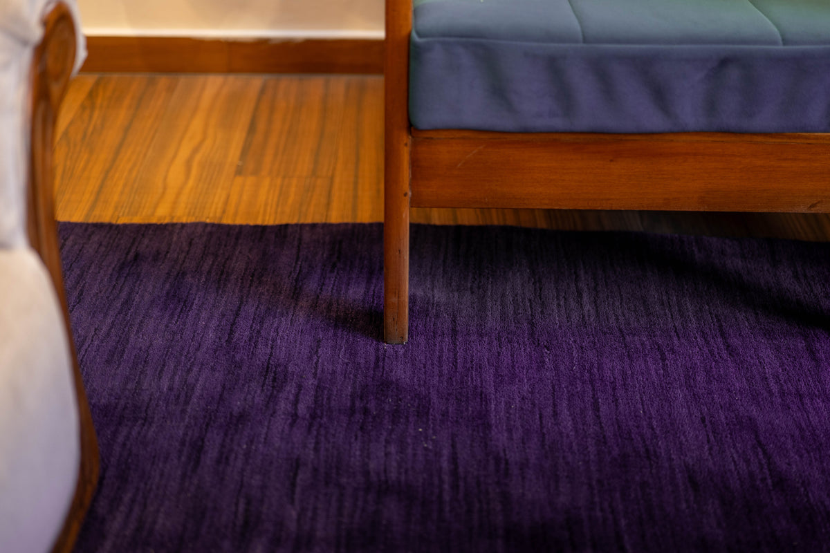 Hand Knotted Wool Dark Purple Solid Area Rug