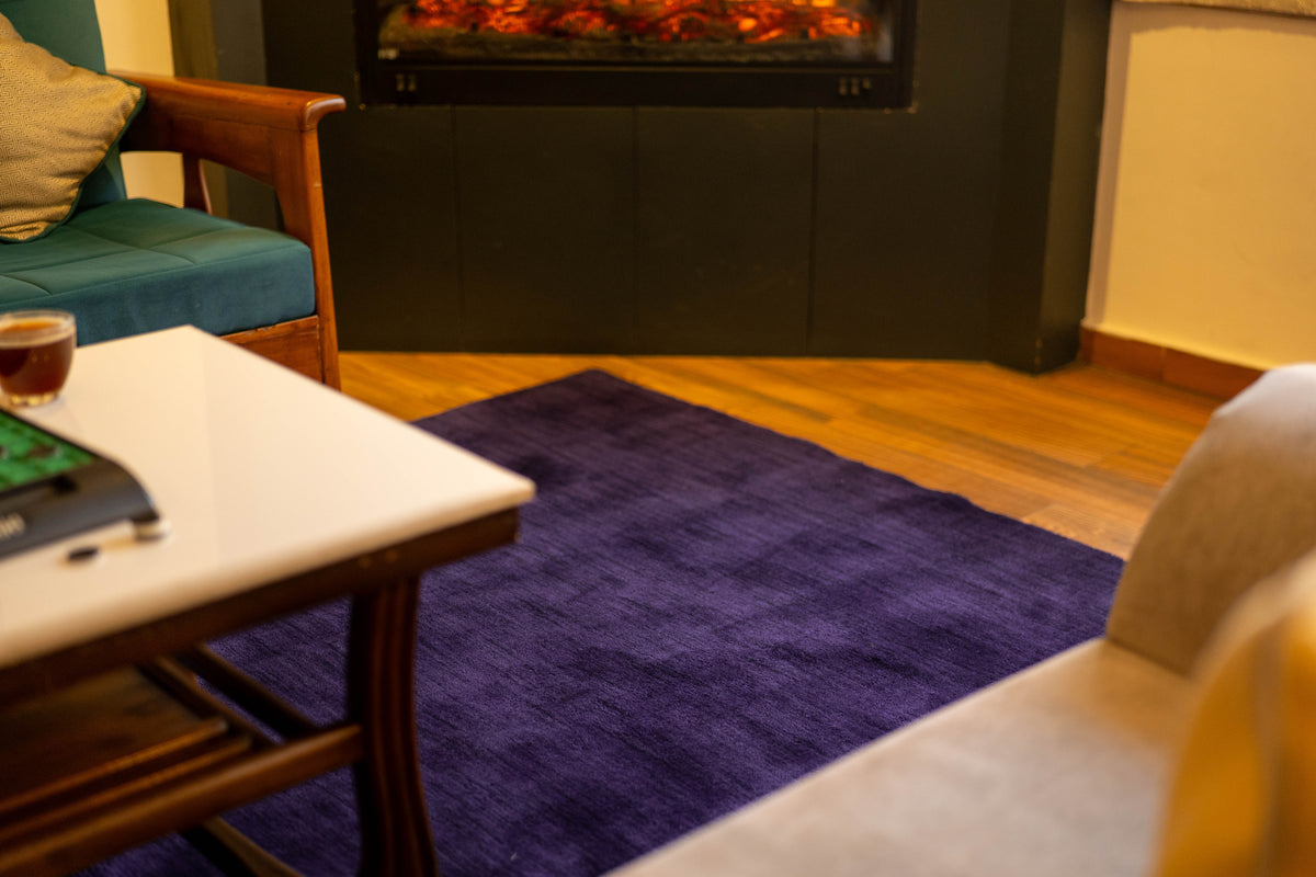 Hand Knotted Wool Dark Purple Solid Area Rug