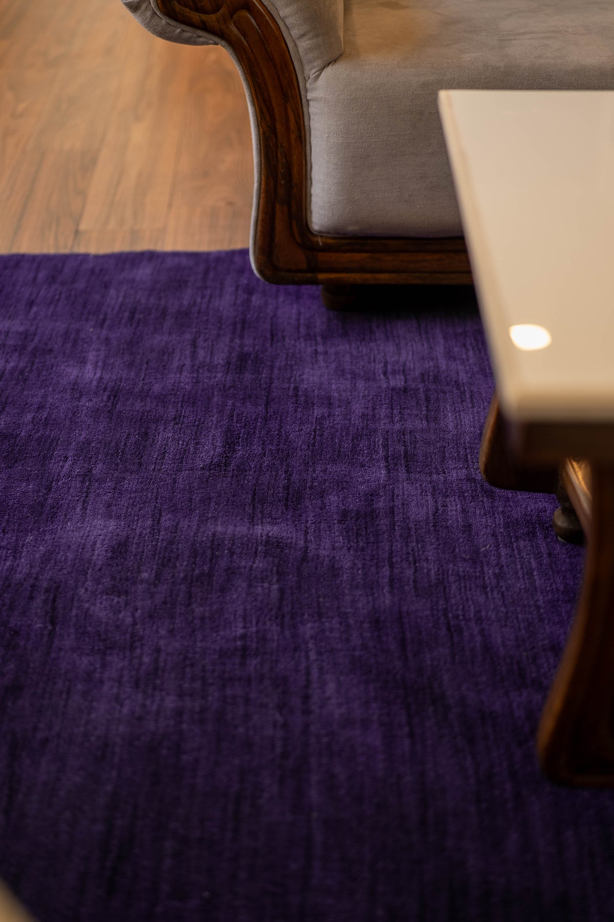 Hand Knotted Wool Dark Purple Solid Area Rug