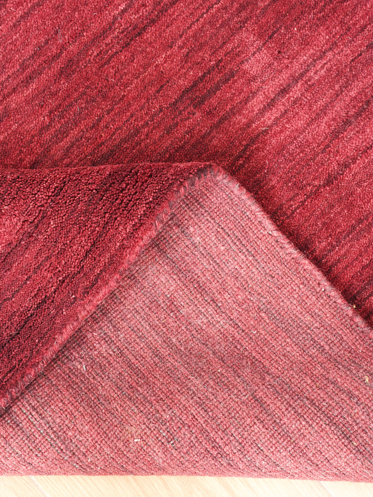 Hand Knotted Wool Dark Red Solid Area Rug