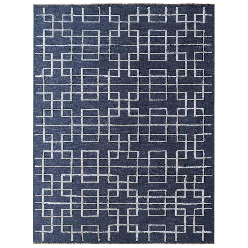 Handmade-silk-and-wool-geometric-area-rug-side-1