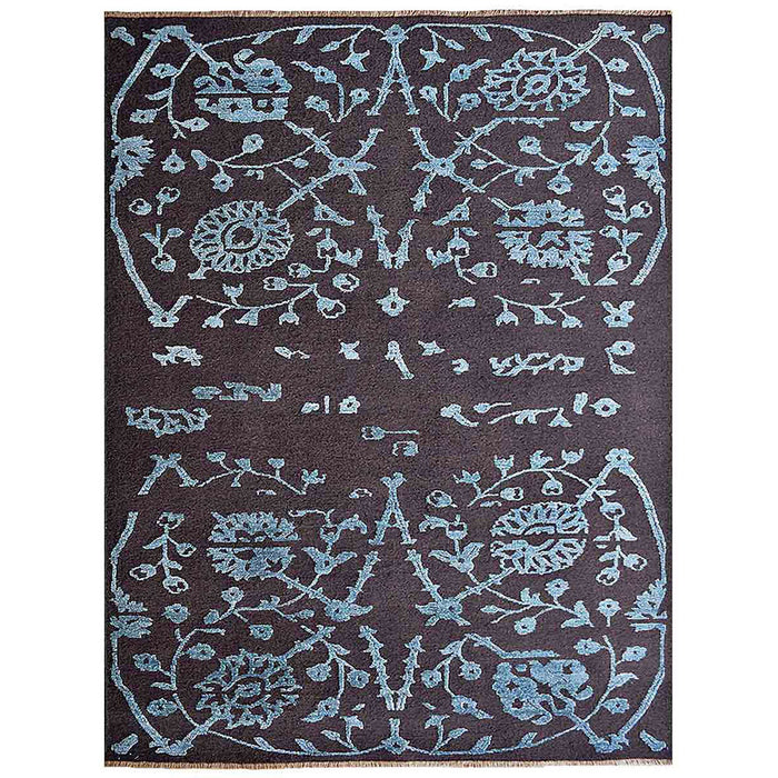 Handmade-silk-and-wool-charcoal-floral-area-rug-side-1