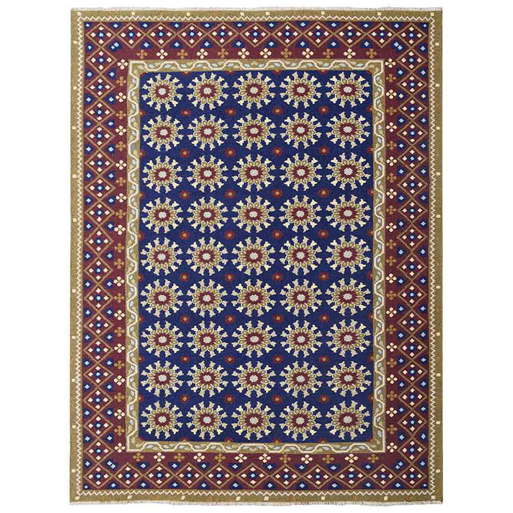 hand-knotted-sumak-blue-rust-oriental-rug-side-1