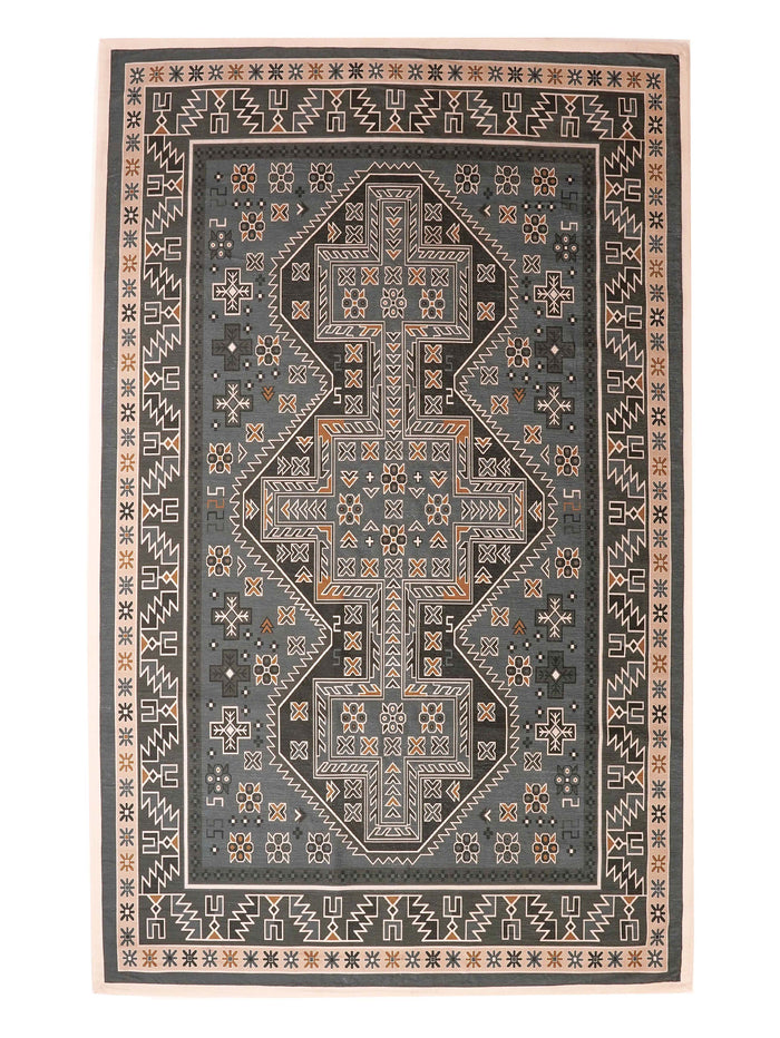 Hand Woven Printed Cotton & Polyester Area Rug Oriental Multicolor — rug only