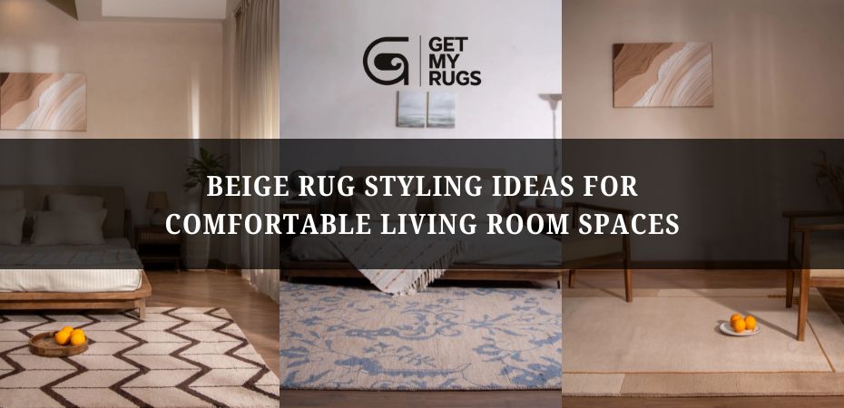 Beige rug living room decor