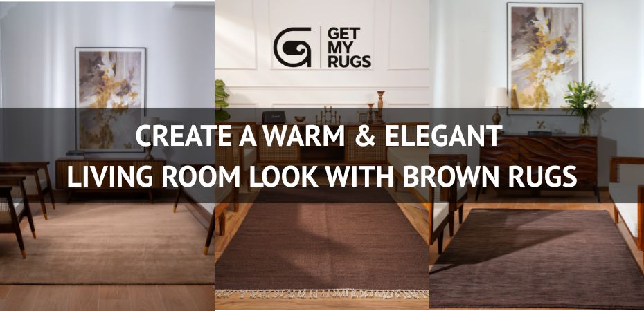 Modern living room styled with a brown rug