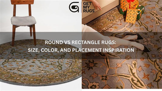 Hand Tufted Wool Oriental Blue and Green Round vs Rectangle Rug