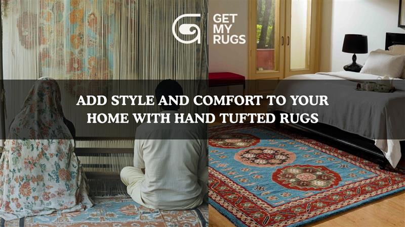 Hand tufted rug adding style and comfort to living room