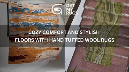 Hand tufted wool rug in cozy living room