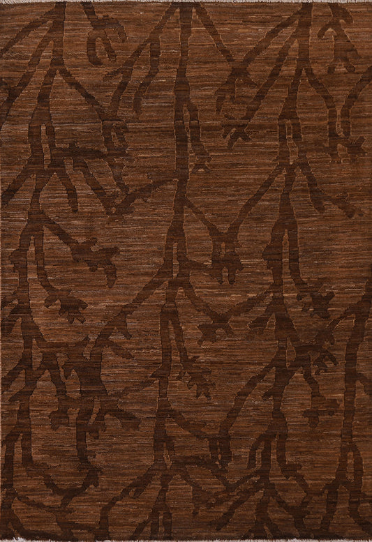 Brown Gabbeh Kashkoli Wool Area Rug 5x6