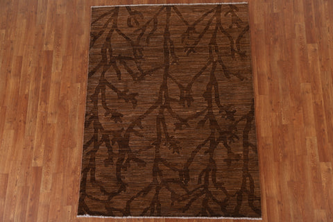 Brown Gabbeh Kashkoli Wool Area Rug 5x6