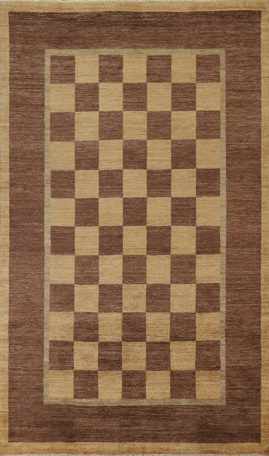Checkered Gabbeh Vegetable Dye Area Rug 7x10