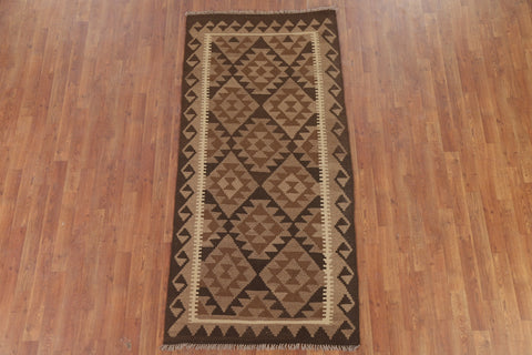 Reversible Wool Kilim Oriental Runner Rug 3x7