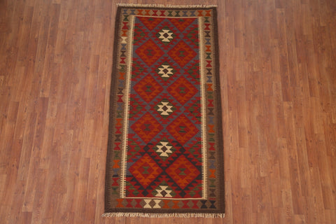 Reversible Wool Kilim Runner Rug 3x7