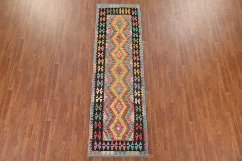 Reversible Wool Kilim Oriental Runner Rug 3x10