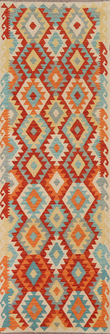 Kilim Reversible Wool Runner Rug 3x10