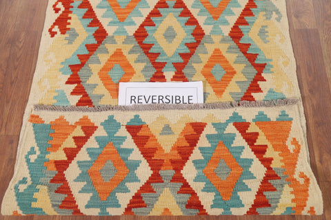 Kilim Reversible Wool Runner Rug 3x10