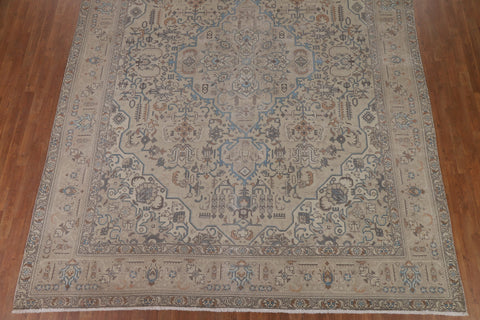 Geometric Distressed Tabriz Persian Area Rug 10x13