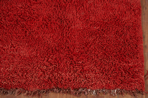 Red Plush Moroccan Oriental Runner Rug 4x9