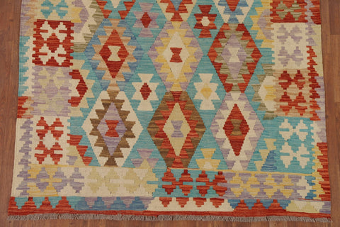 Colorful Kilim Reversible Wool Area Rug 5x6