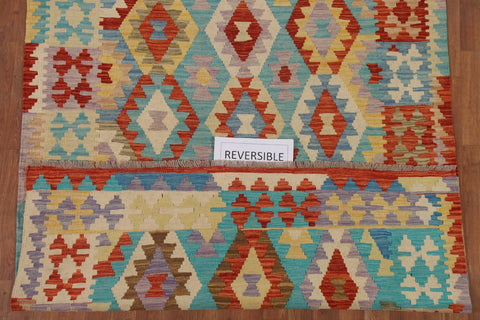 Colorful Kilim Reversible Wool Area Rug 5x6