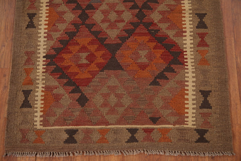 Geometric Kilim Reversible Wool Area Rug 4x5