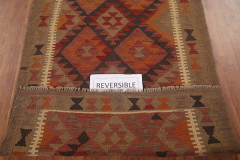 Geometric Kilim Reversible Wool Area Rug 4x5