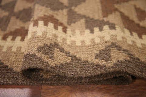 Brown Kilim Reversible Wool Rug 3x4