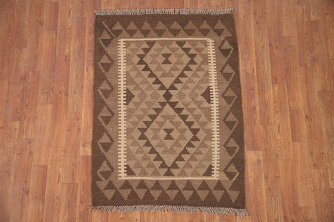 Reversible Wool Kilim Geometric Area Rug 3x4