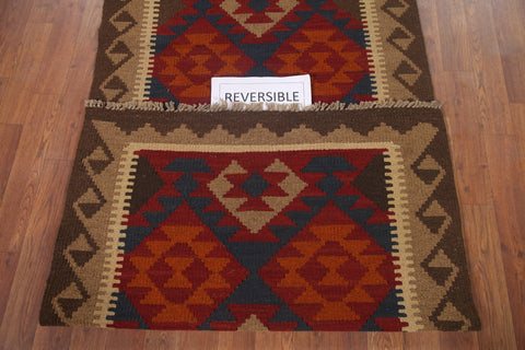 Reversible Wool Kilim Oriental Area Rug 3x6