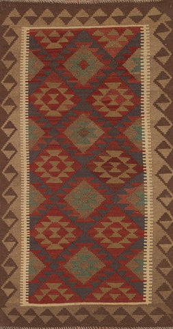 Geometric Kilim Oriental Runner Rug 3x7