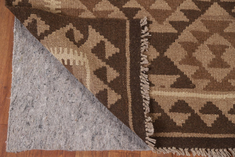 Brown Kilim Reversible Wool Area Rug 5x6